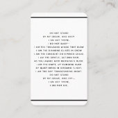 Visite Carte de prière funéraire en noir blanc (Dos)