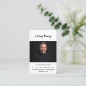 Visite Carte de prière funéraire en noir blanc (Debout devant)