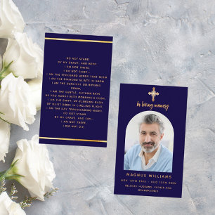Visite Carte de prière funéraire en or bleu