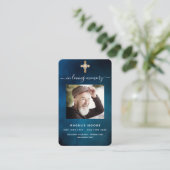 Visite Carte de prière funéraire en or bleu ciel (Debout devant)