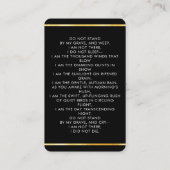 Visite Carte de prière funéraire en or noir (Dos)