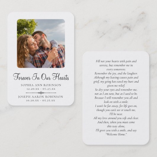 Visite Carte de prière funéraire mémorielle à double join (Devant / Derrière)