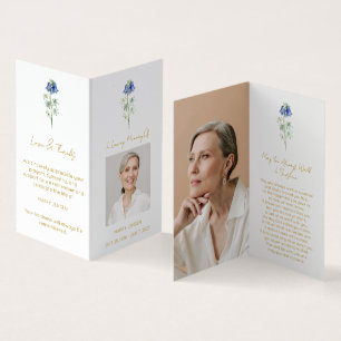 Visite Carte de prière funéraire photo de jacinthe bleue