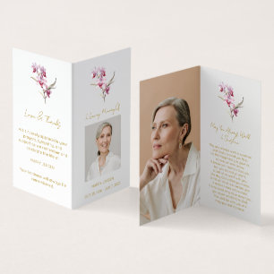 Visite Carte de prière funéraire photo d'orchidée pliée