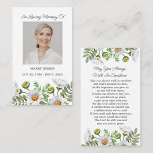 Visite Carte de prière funéraire photo mémorial Daisy