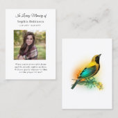Visite Carte de prière funéraire pour la photo d'oiseau c (Devant / Derrière)