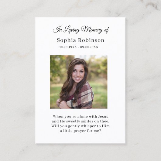 Visite Carte de prière funéraire pour la photo d'oiseau c (Devant)