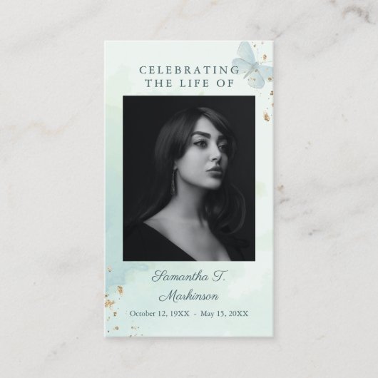 Visite Carte de prière funéraire pour papillon d'aquarell (Devant)