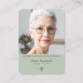 Visite Carte de prière funéraire simple vert sauge (Devant)