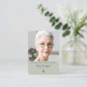 Visite Carte de prière funéraire simple vert sauge (Debout devant)