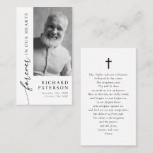 Carte de prière mémorial À jamais dans nos cœurs