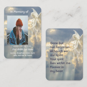 Visite Carte de prière Mémorial Ange Ciel Nuages