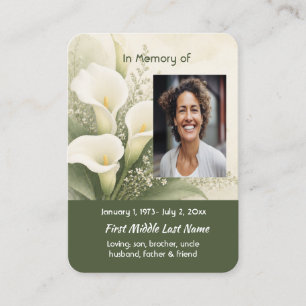 Visite Carte de prière mémorial de lys blanc Photo souven