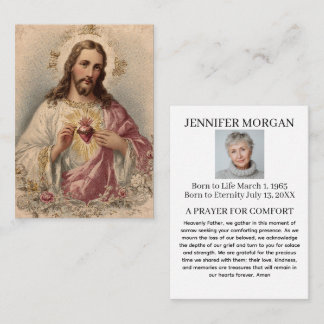 Visite Carte de prière mémorielle funéraire catholique Jé