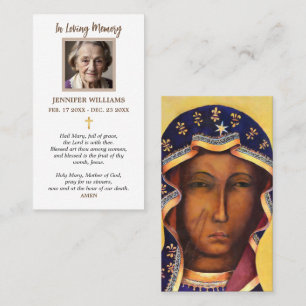 Visite Carte de prière Notre-Dame de Czestochowa Vierge n