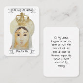 Visite Carte de prière Notre-Dame de Fatima (Devant / Derrière)