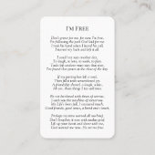 Visite Carte de prière photo commémorative - Je suis libr (Dos)