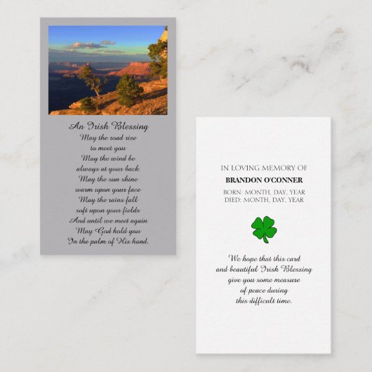 Visite Carte de prière photo commémorative Sympathy (Devant / Derrière)