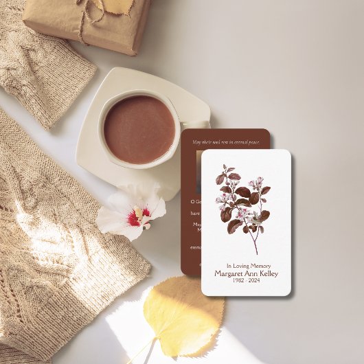 Visite Carte de prière photo Feuille Vntage