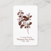 Visite Carte de prière photo Feuille Vntage (Devant)