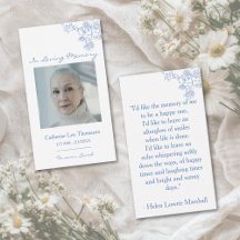 Carte de prière photo florale bleue élégante