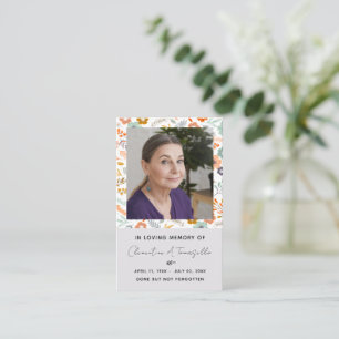 Visite Carte de prière photo funéraire colombe florale