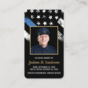 Visite Carte de prière photo funéraire de la police