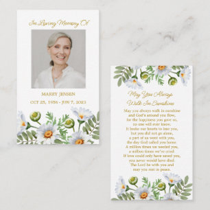 Visite Carte de prière photo funéraire mémorial Daisy