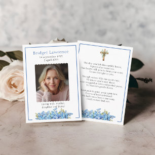 Visite Carte de prière photo mémorielle fleur de ne-m'oub