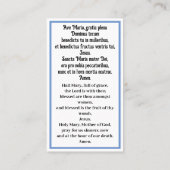 Visite Carte de prière pour le latin et l'anglais Hail Ma (Dos)