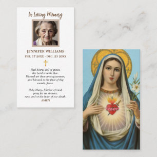 Visite Carte de prière religieuse I Cœur immaculé de Mari