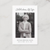 Visite Carte de prière simple Script Celebration of Life (Devant)