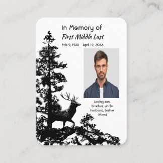 Visite Carte de prière souvenir masculine cerf