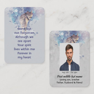 Visite Carte de prière souvenir mémorial Loup regardant e