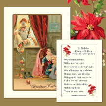 Carte de prière St. Nicholas Vintage Noël