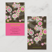 Visite Carte de profil Abstraite Fun Retro Funky Pink Cir (Devant / Derrière)