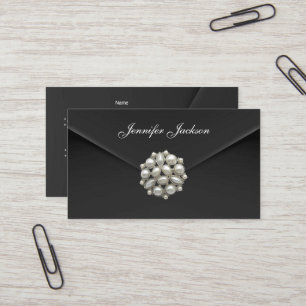 Visite Carte de profil Affaires Noir Velours Perle Bijou