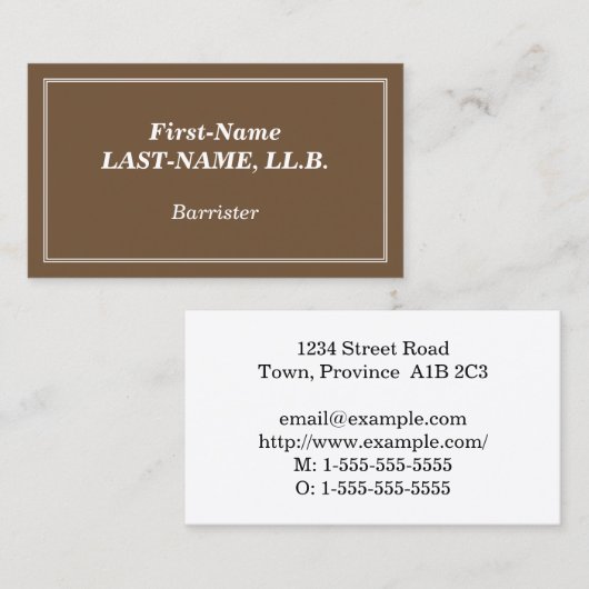 Visite Carte de profil Barrister simple (Devant / Derrière)