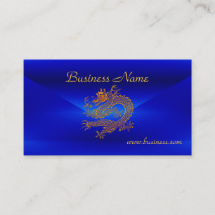 Visite Carte de profil Business Blue Gold Dragon 2