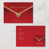 Visite Carte de profil Business Red Gold Bow (Devant / Derrière)