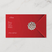 Visite Carte de profil Business Rich Red Velvet Pearls (Dos)