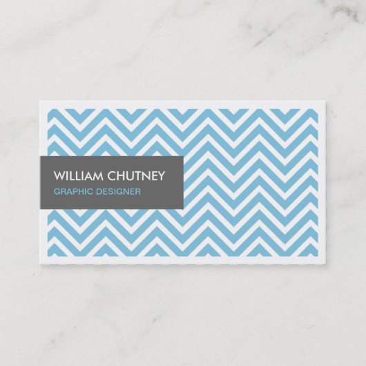 Visite Carte de profil Chevron Zigzag bleu clair simple (Devant)