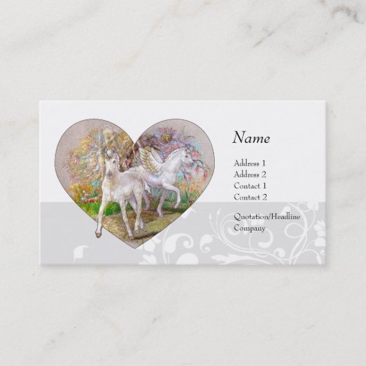 Visite Carte de profil - coeur de Pegasus de licorne (Devant)