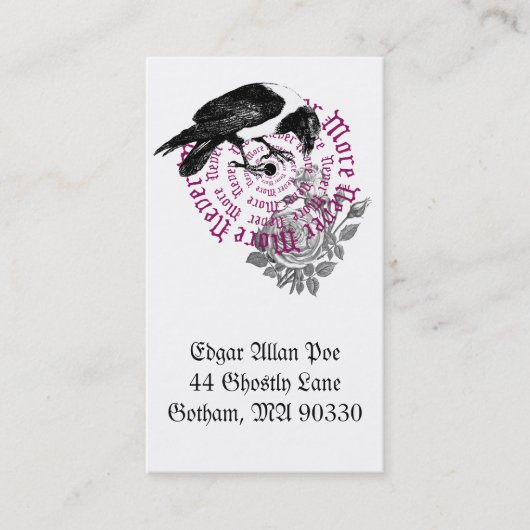 Visite Carte de profil Corbeau et Rose (Devant)