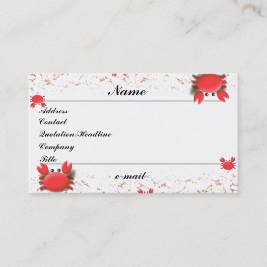 Visite Carte de profil Crabs Beach (Devant)