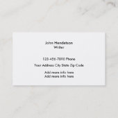 Visite Carte de profil d'affaires d'auteur (Dos)