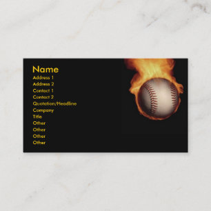 Visite Carte De Profil De Baseball Sur Feu
