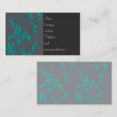 Visite Carte de profil de feuillage rétro gris Turquoise (Devant / Derrière)