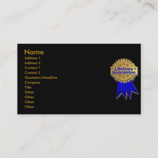 Visite Carte de profil de garantie à vie (Devant)