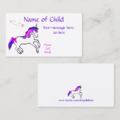 Visite Carte de profil de la licorne des enfants (Devant / Derrière)